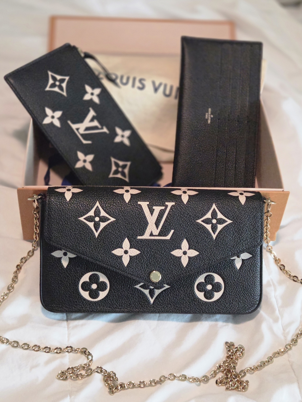 Louis Vuitton Black Monogram Leather Chain Wallet